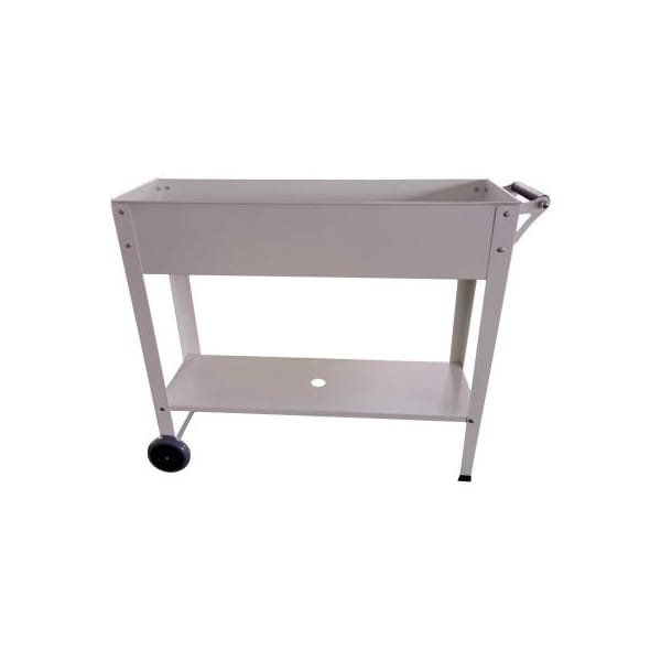 Almo Fulfillment Services Hanover Galvanized Steel Mobile Raised Planter Cart with Wheels, 16"D x 39.3"W x 31.5"H, White HANPLCART-WHT - main